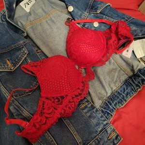 La Senza Red Lace Valentine's Push Up Bra